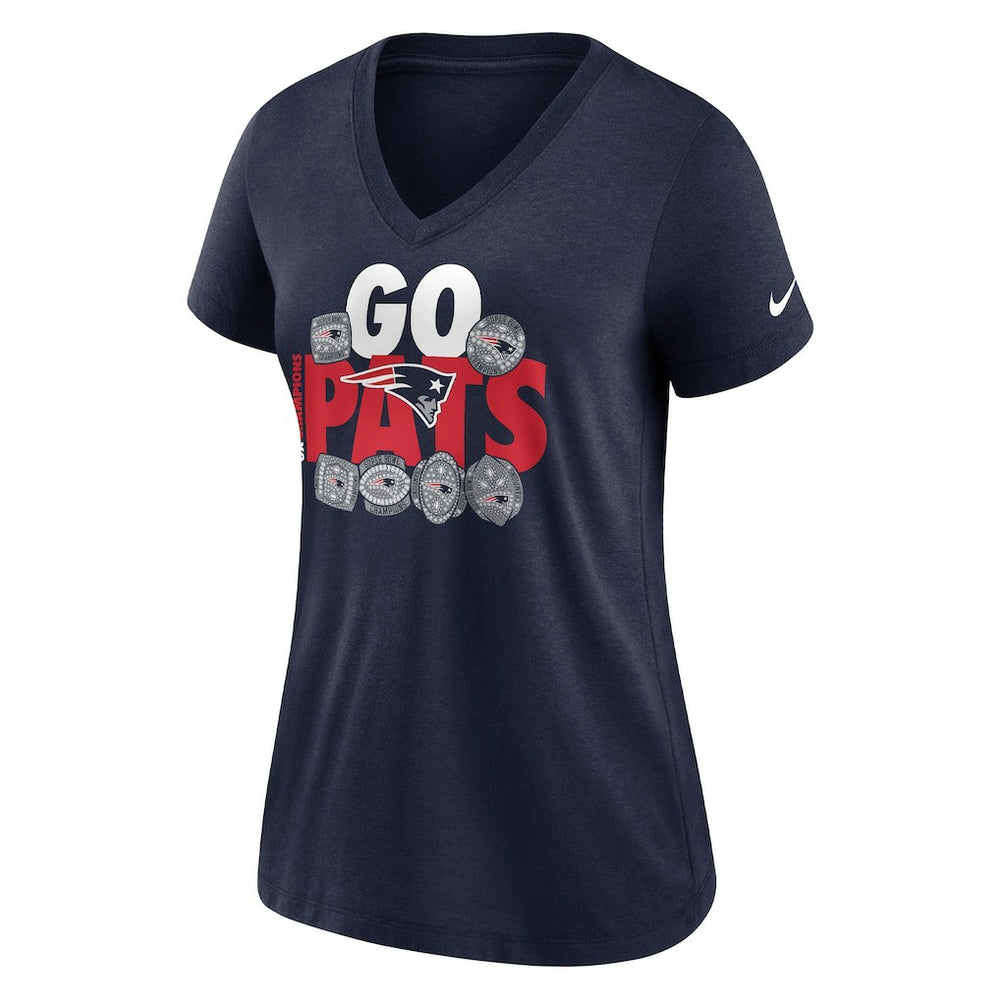 New England Patriots Women's Hometown Collection Tri-Blend V-Neck T-Shirt - Navy - Nike
