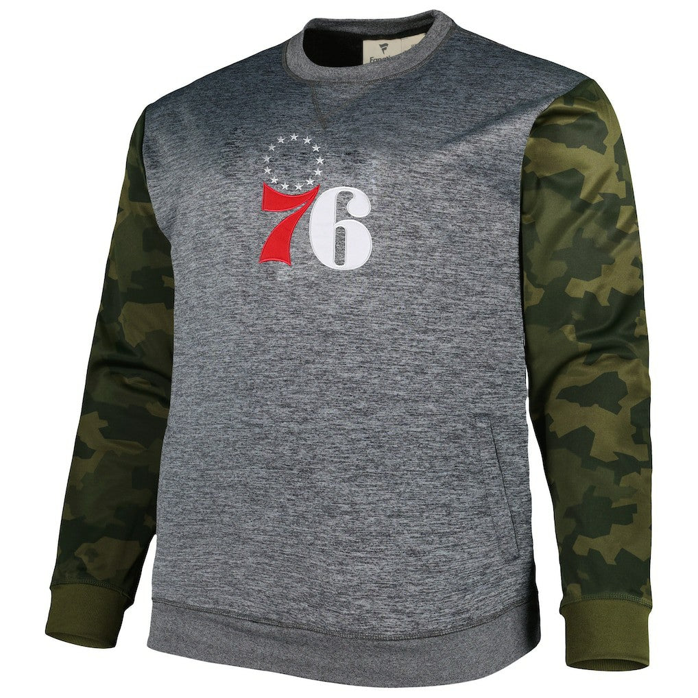 Fanatics Philadelphia 76ers Big & Tall Camo Stitched Sweatshirt Heather Charcoal