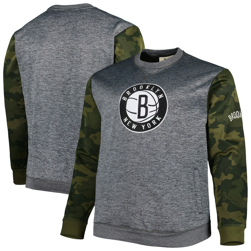 Fanatics Brooklyn Nets Big & Tall Camo Stitched Sweatshirt Heather Charcoal