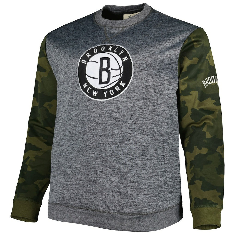 Fanatics Brooklyn Nets Big & Tall Camo Stitched Sweatshirt Heather Charcoal