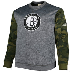 Fanatics Brooklyn Nets Big & Tall Camo Stitched Sweatshirt Heather Charcoal