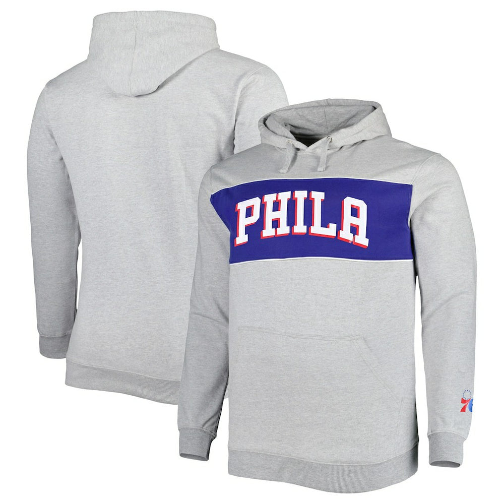 Fanatics Philadelphia 76ers Big & Tall Wordmark Pullover Hoodie Heather Gray