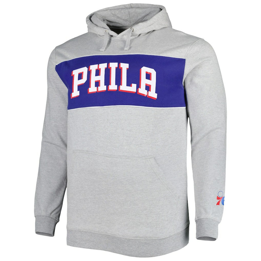 Fanatics Philadelphia 76ers Big & Tall Wordmark Pullover Hoodie Heather Gray