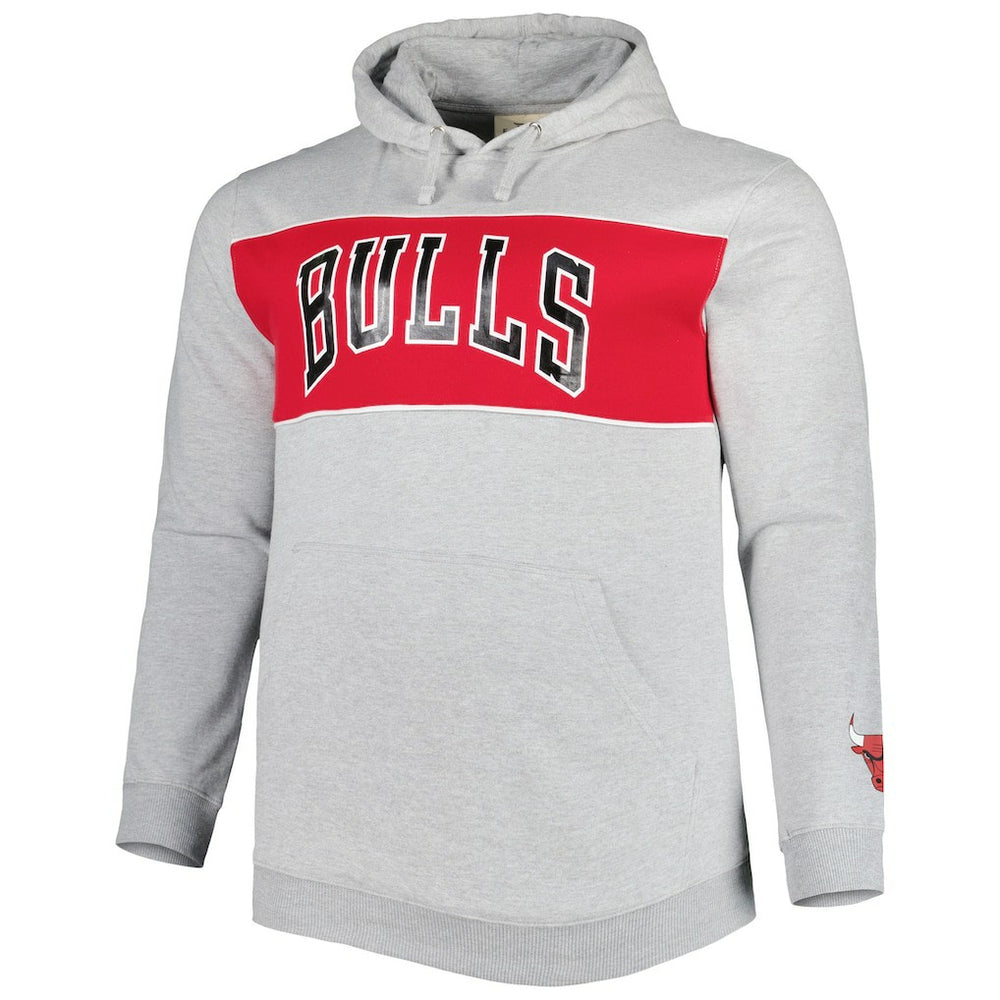 Fanatics Chicago Bulls Big & Tall Wordmark Pullover Hoodie Heather Gray