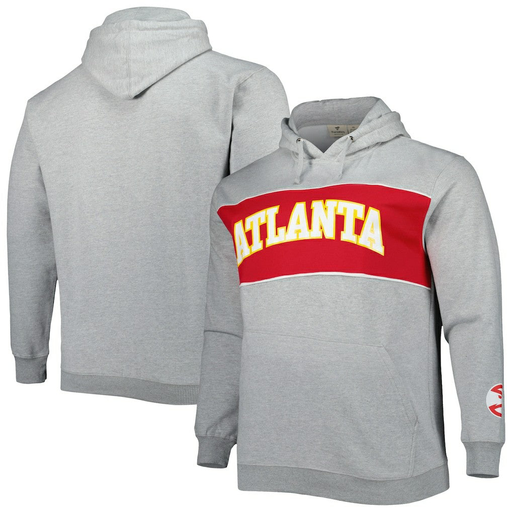 Fanatics Atlanta Hawks Big & Tall Wordmark Pullover Hoodie Heather Gray