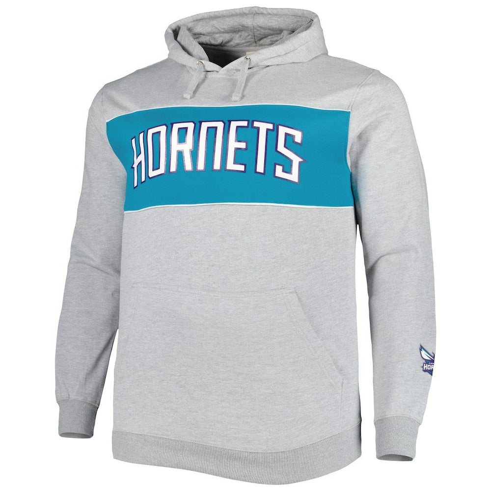 Fanatics Charlotte Hornets Big & Tall Wordmark Pullover Hoodie Heather Gray