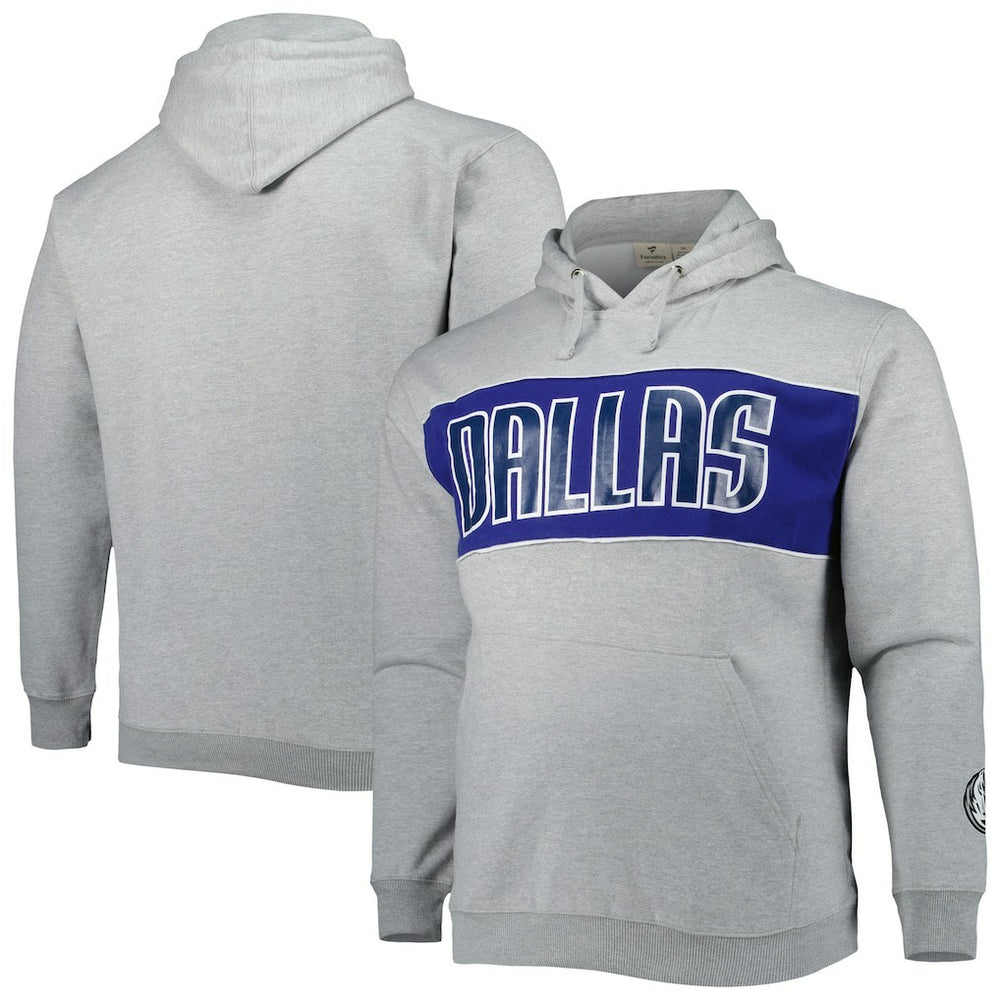 Fanatics Dallas Mavericks Big & Tall Wordmark Pullover Hoodie Heather Gray