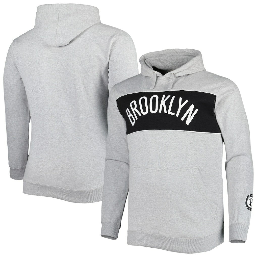 Fanatics Brooklyn Nets Big & Tall Wordmark Pullover Hoodie Heather Gray
