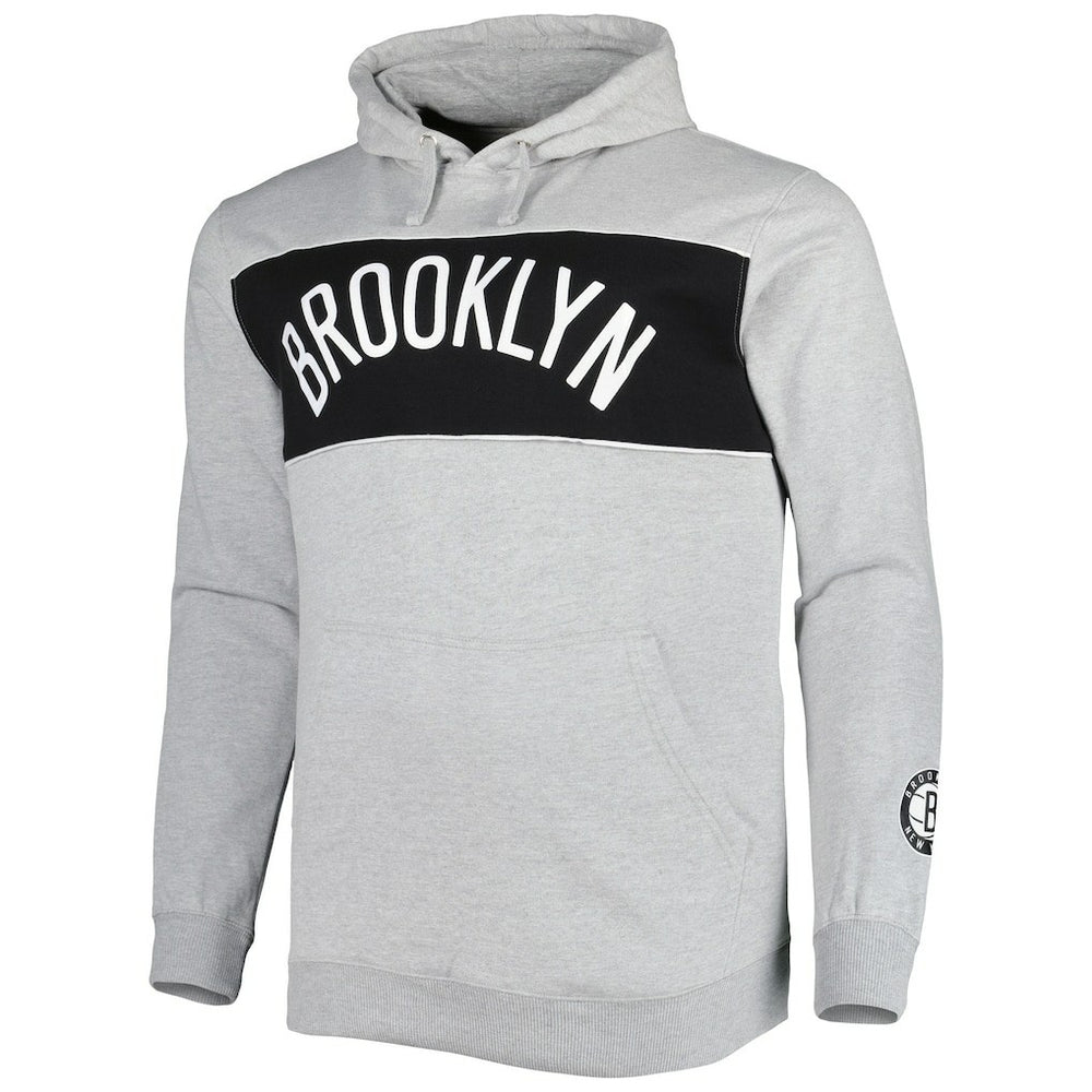 Fanatics Brooklyn Nets Big & Tall Wordmark Pullover Hoodie Heather Gray
