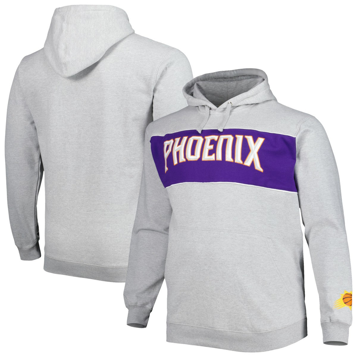 Fanatics Phoenix Suns Big & Tall Wordmark Pullover Hoodie Heather Gray
