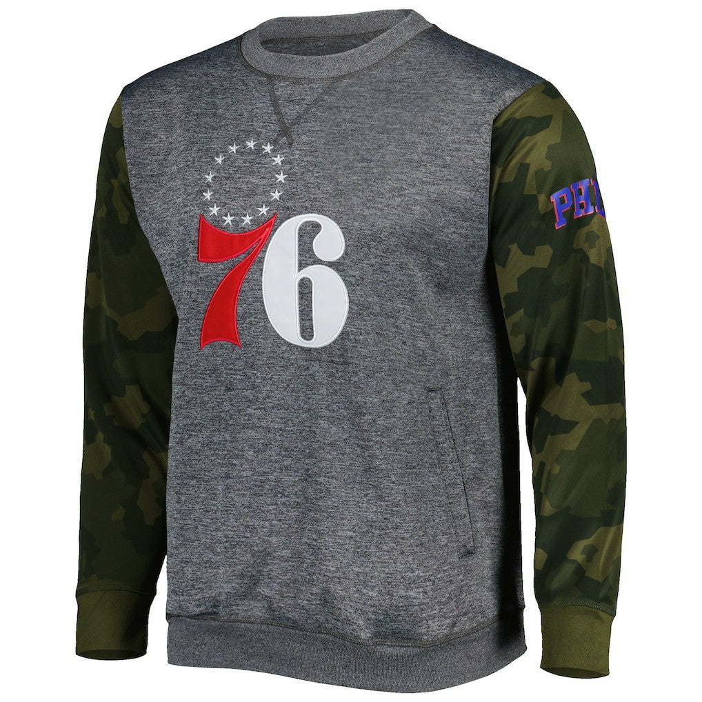 Fanatics Philadelphia 76ers Camo Stitched Sweatshirt Heather Charcoal