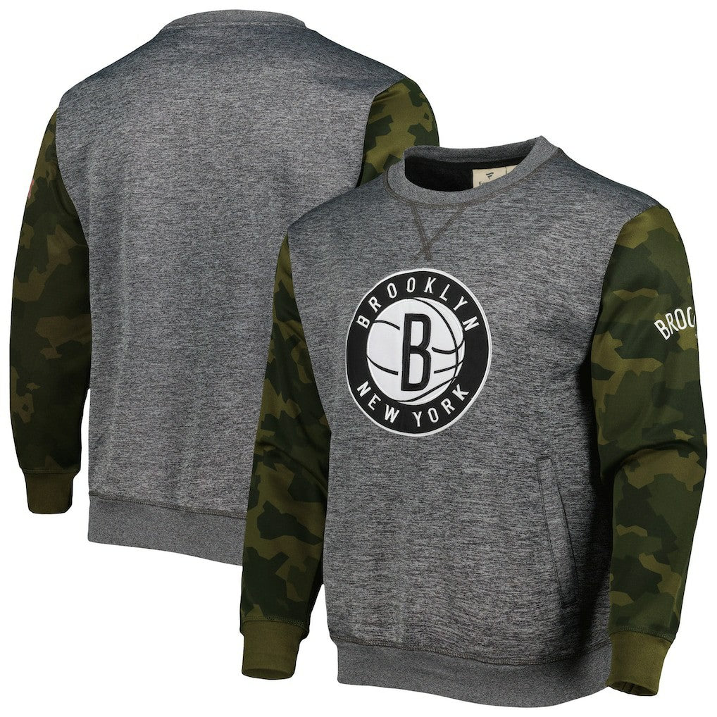 Fanatics Brooklyn Nets Camo Stitched Sweatshirt Heather Charcoal