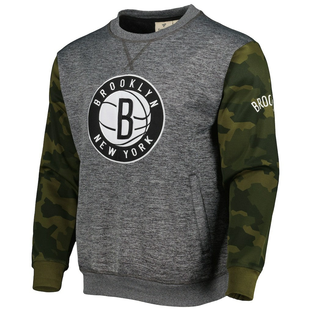 Fanatics Brooklyn Nets Camo Stitched Sweatshirt Heather Charcoal