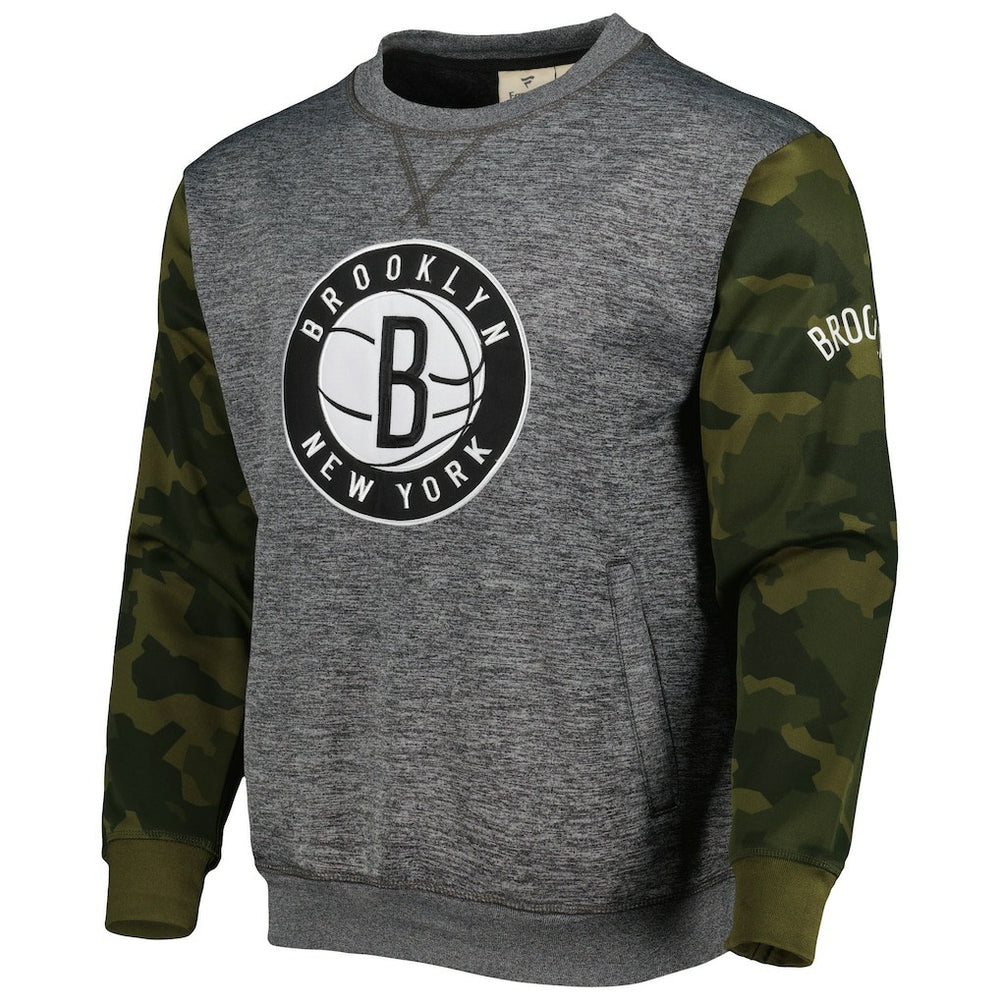 Fanatics Brooklyn Nets Camo Stitched Sweatshirt Heather Charcoal