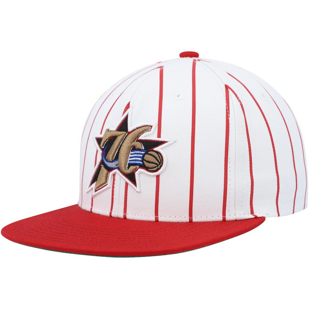 Mitchell & Ness Philadelphia 76ers Hardwood Classics Pinstripe Snapback Hat White