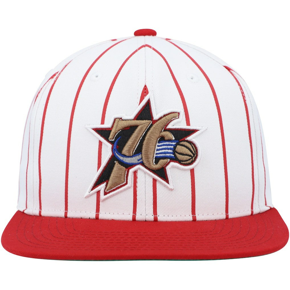 Mitchell & Ness Philadelphia 76ers Hardwood Classics Pinstripe Snapback Hat White