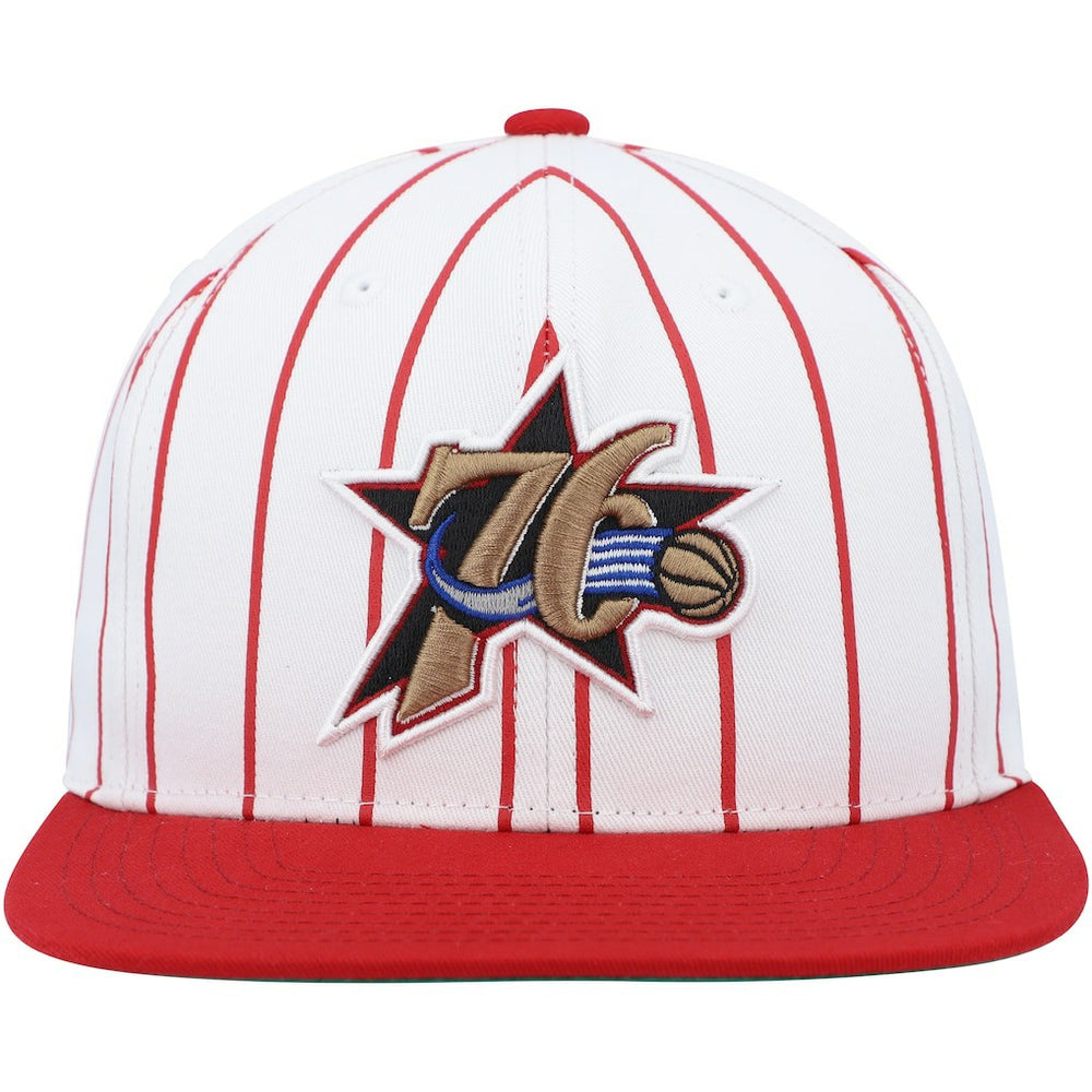 Mitchell & Ness Philadelphia 76ers Hardwood Classics Pinstripe Snapback Hat White