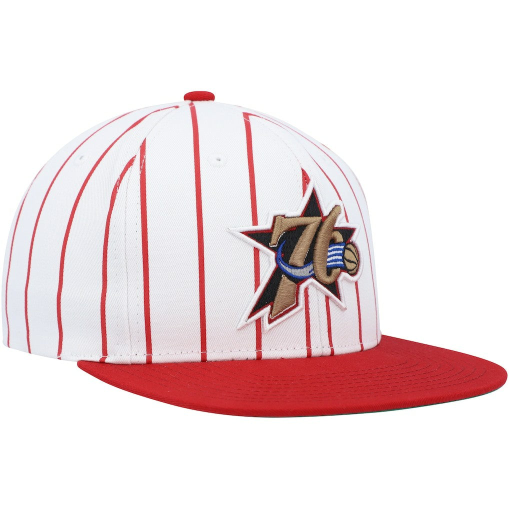 Mitchell & Ness Philadelphia 76ers Hardwood Classics Pinstripe Snapback Hat White