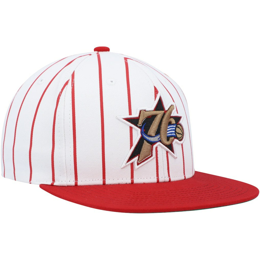 Mitchell & Ness Philadelphia 76ers Hardwood Classics Pinstripe Snapback Hat White