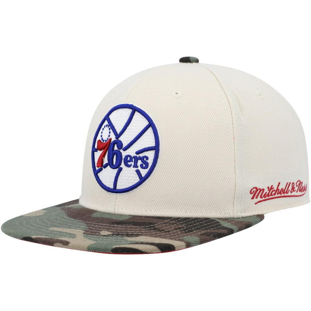Mitchell & Ness Philadelphia 76ers Hardwood Classics 1976 NBA All-Star Game Off White Camo Fitted Hat Cream/Camo