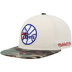 Mitchell & Ness Philadelphia 76ers Hardwood Classics 1976 NBA All-Star Game Off White Camo Fitted Hat Cream/Camo