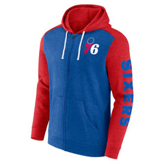 Fanatics Philadelphia 76ers Big & Tall Down and Distance Full-Zip Hoodie Royal/Red