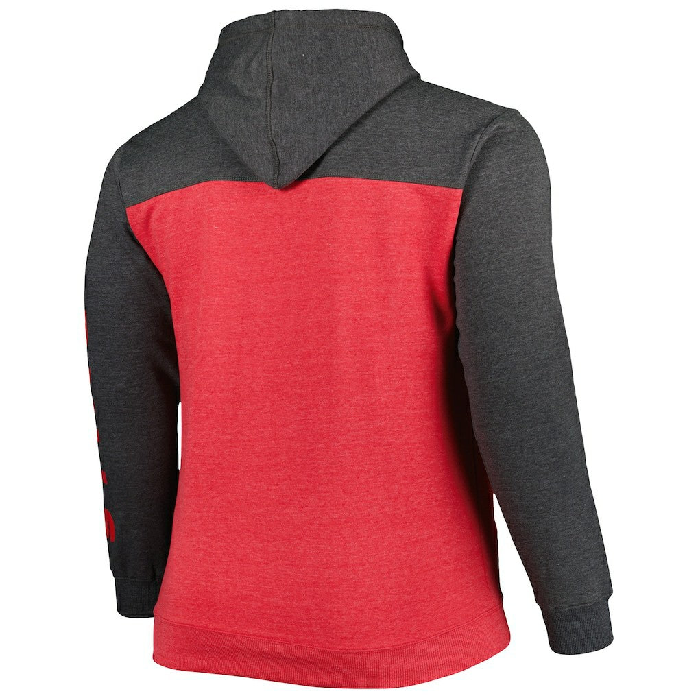 Fanatics Chicago Bulls Big & Tall Down and Distance Full-Zip Hoodie Heathered Red/Heathered Black