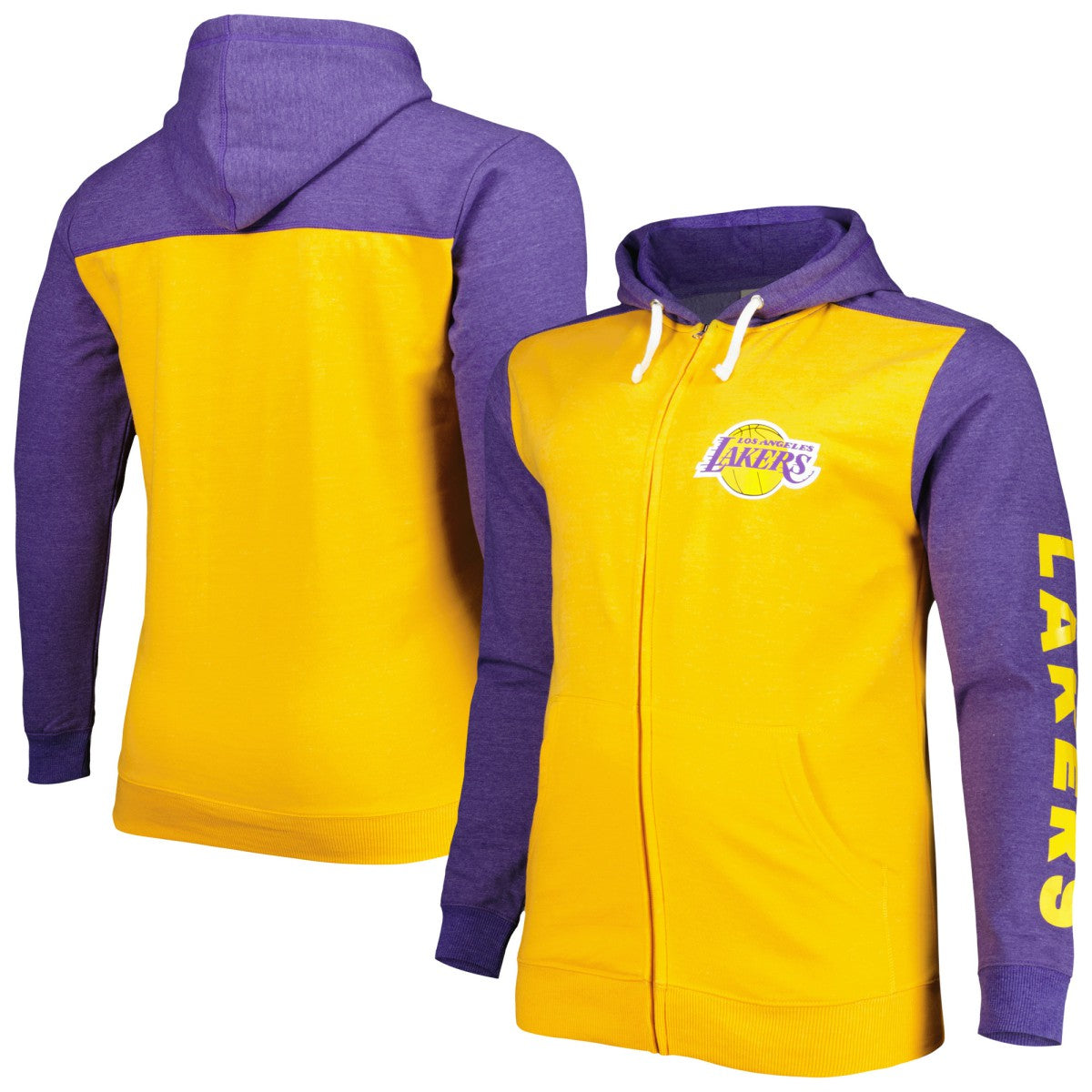 Fanatics Los Angeles Lakers Big & Tall Down and Distance Full-Zip Hoodie Gold/Purple