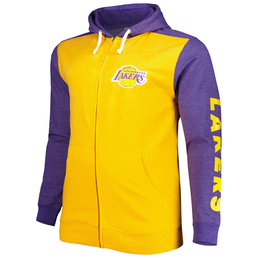 Fanatics Los Angeles Lakers Big & Tall Down and Distance Full-Zip Hoodie Gold/Purple