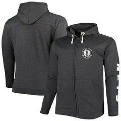 Fanatics Brooklyn Nets Big & Tall Down and Distance Full-Zip Hoodie Heathered Black