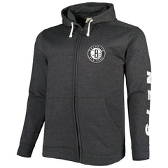 Fanatics Brooklyn Nets Big & Tall Down and Distance Full-Zip Hoodie Heathered Black