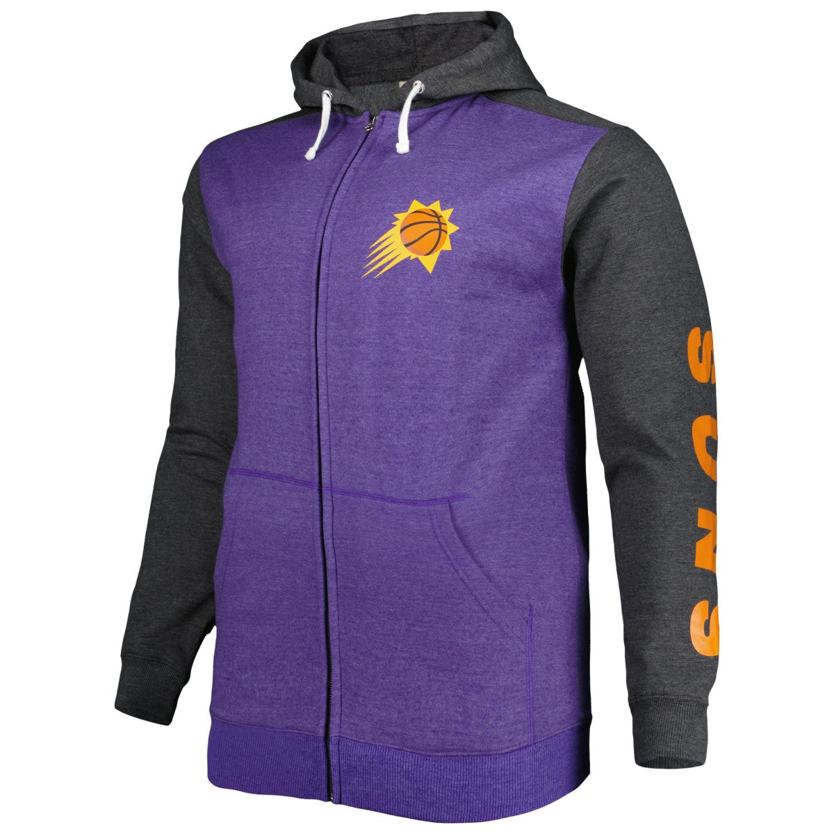 Fanatics Phoenix Suns Big & Tall Down and Distance Full-Zip Hoodie Purple/Heathered Black