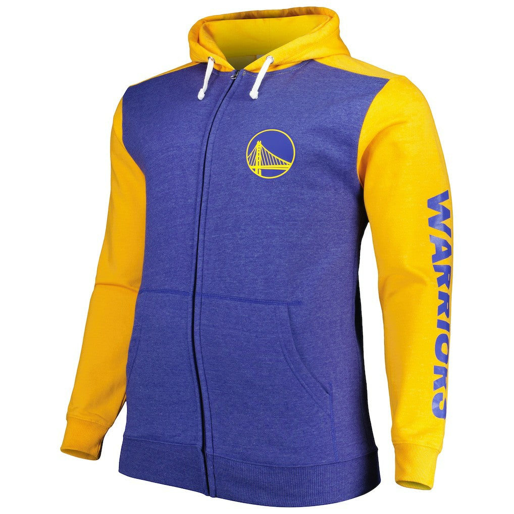 Fanatics Golden State Warriors Big & Tall Down and Distance Full-Zip Hoodie Royal/Gold