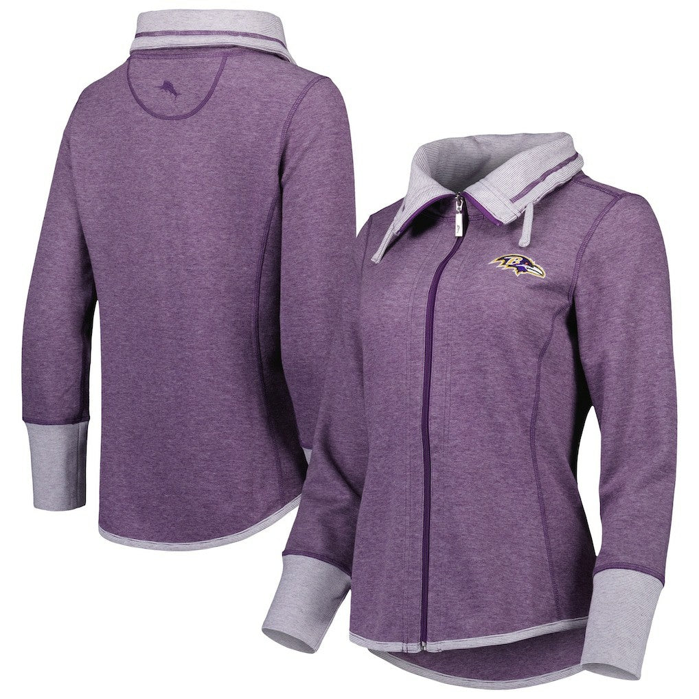 Baltimore Ravens Women's Sport Sun Fade Full-Zip Sweatshirt - Heathered Purple - Tommy Bahama