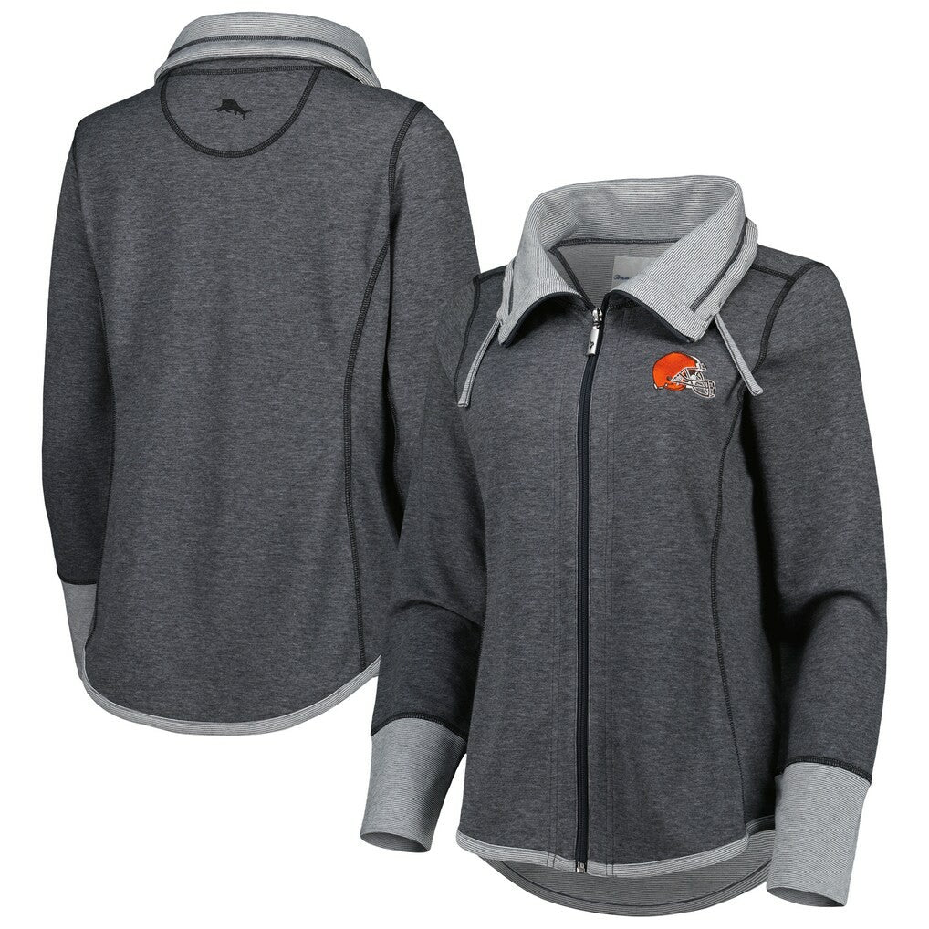 Cleveland Browns Women's Sport Sun Fade Full-Zip Sweatshirt - Heathered Black - Tommy Bahama