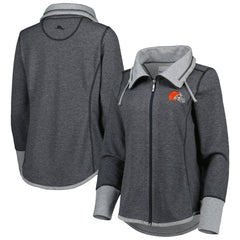 Cleveland Browns Women's Sport Sun Fade Full-Zip Sweatshirt - Heathered Black - Tommy Bahama