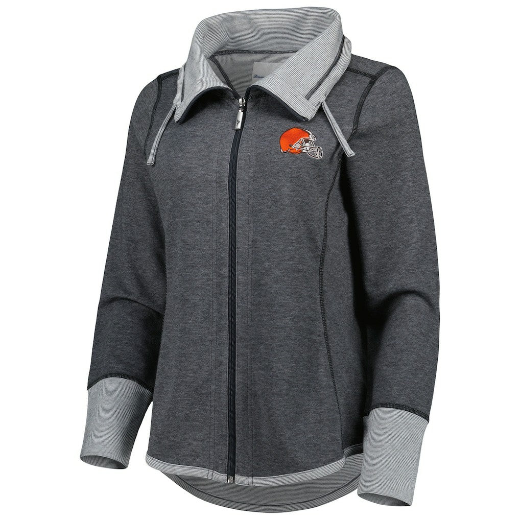 Cleveland Browns Women's Sport Sun Fade Full-Zip Sweatshirt - Heathered Black - Tommy Bahama