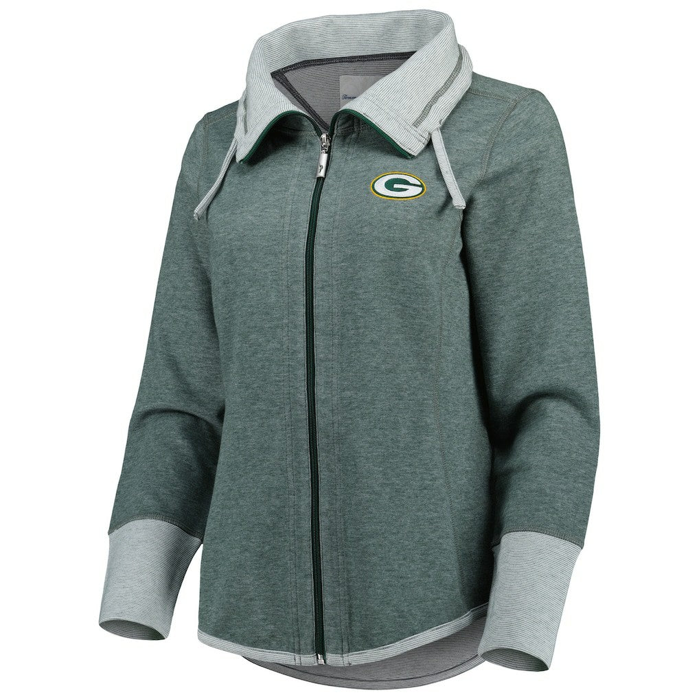 Green Bay Packers Women's Sport Sun Fade Full-Zip Sweatshirt - Heathered Green - Tommy Bahama