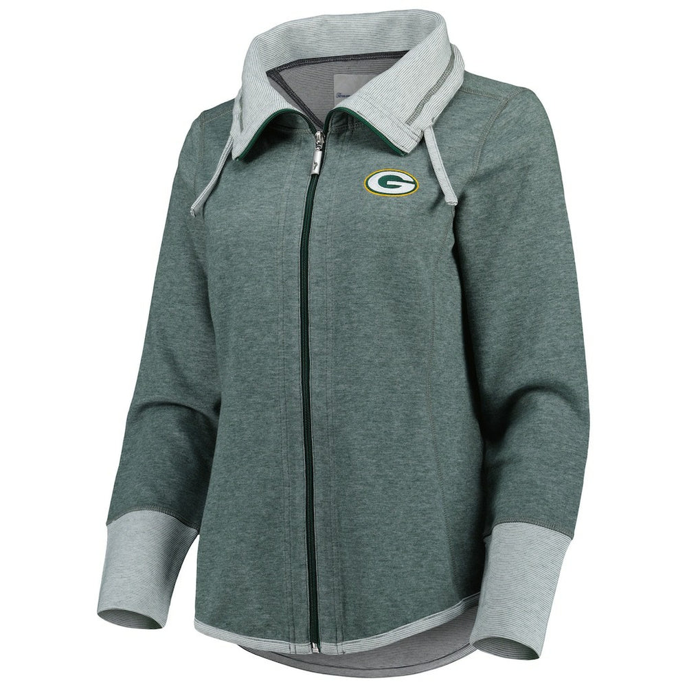 Green Bay Packers Women's Sport Sun Fade Full-Zip Sweatshirt - Heathered Green - Tommy Bahama