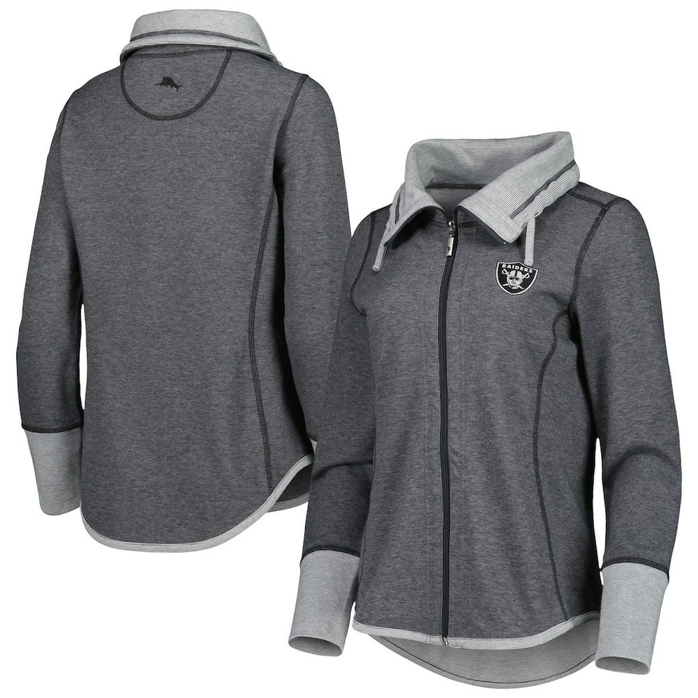 Las Vegas Raiders Women's Sport Sun Fade Full-Zip Sweatshirt - Heathered Black - Tommy Bahama