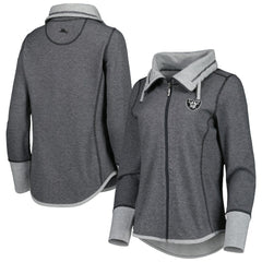 Las Vegas Raiders Women's Sport Sun Fade Full-Zip Sweatshirt - Heathered Black - Tommy Bahama
