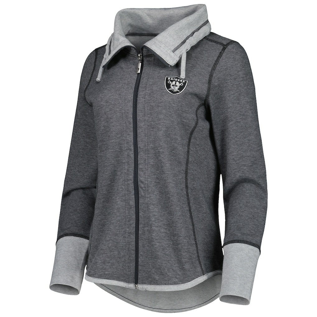 Las Vegas Raiders Women's Sport Sun Fade Full-Zip Sweatshirt - Heathered Black - Tommy Bahama