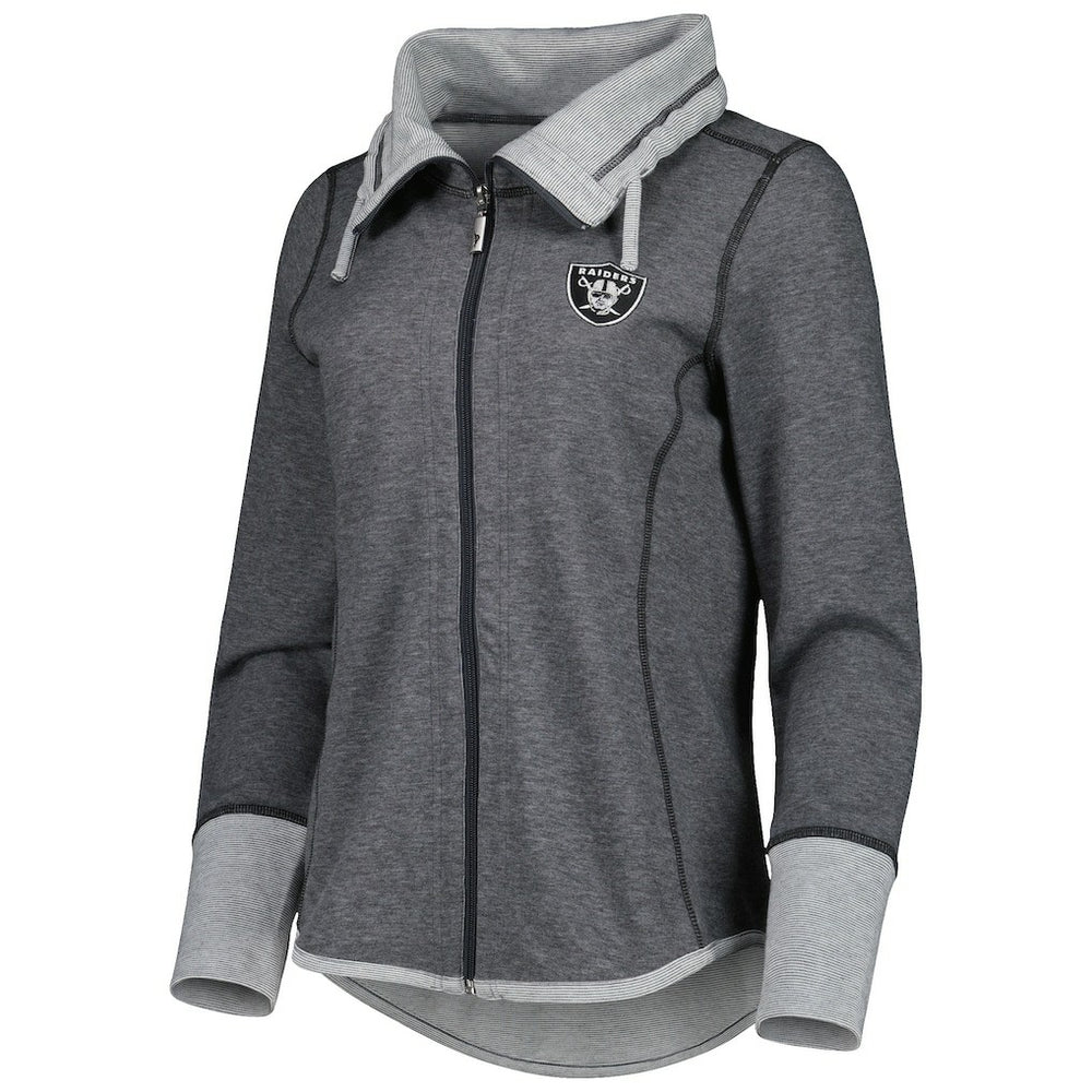Las Vegas Raiders Women's Sport Sun Fade Full-Zip Sweatshirt - Heathered Black - Tommy Bahama