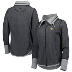 New Orleans Saints Women's Sport Sun Fade Full-Zip Sweatshirt - Heathered Black - Tommy Bahama