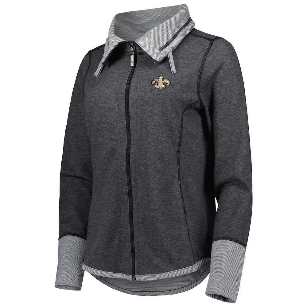 New Orleans Saints Women's Sport Sun Fade Full-Zip Sweatshirt - Heathered Black - Tommy Bahama