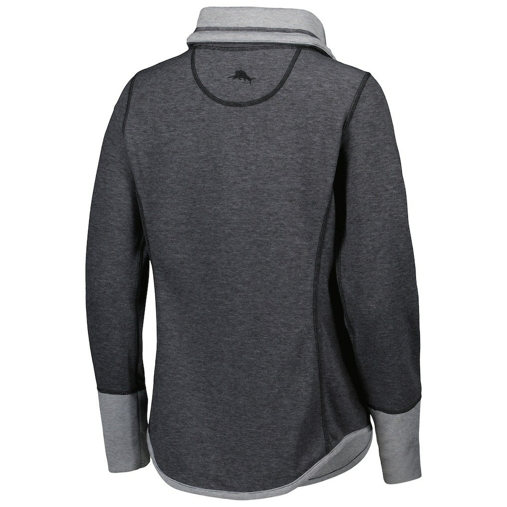 New Orleans Saints Women's Sport Sun Fade Full-Zip Sweatshirt - Heathered Black - Tommy Bahama