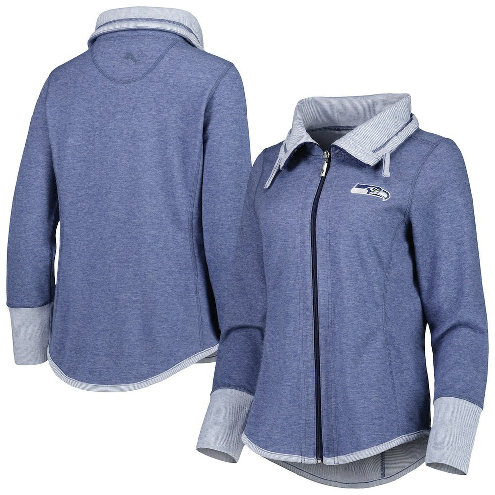 Seattle Seahawks Women's Sport Sun Fade Full-Zip Sweatshirt - Heathered College Navy - Tommy Bahama