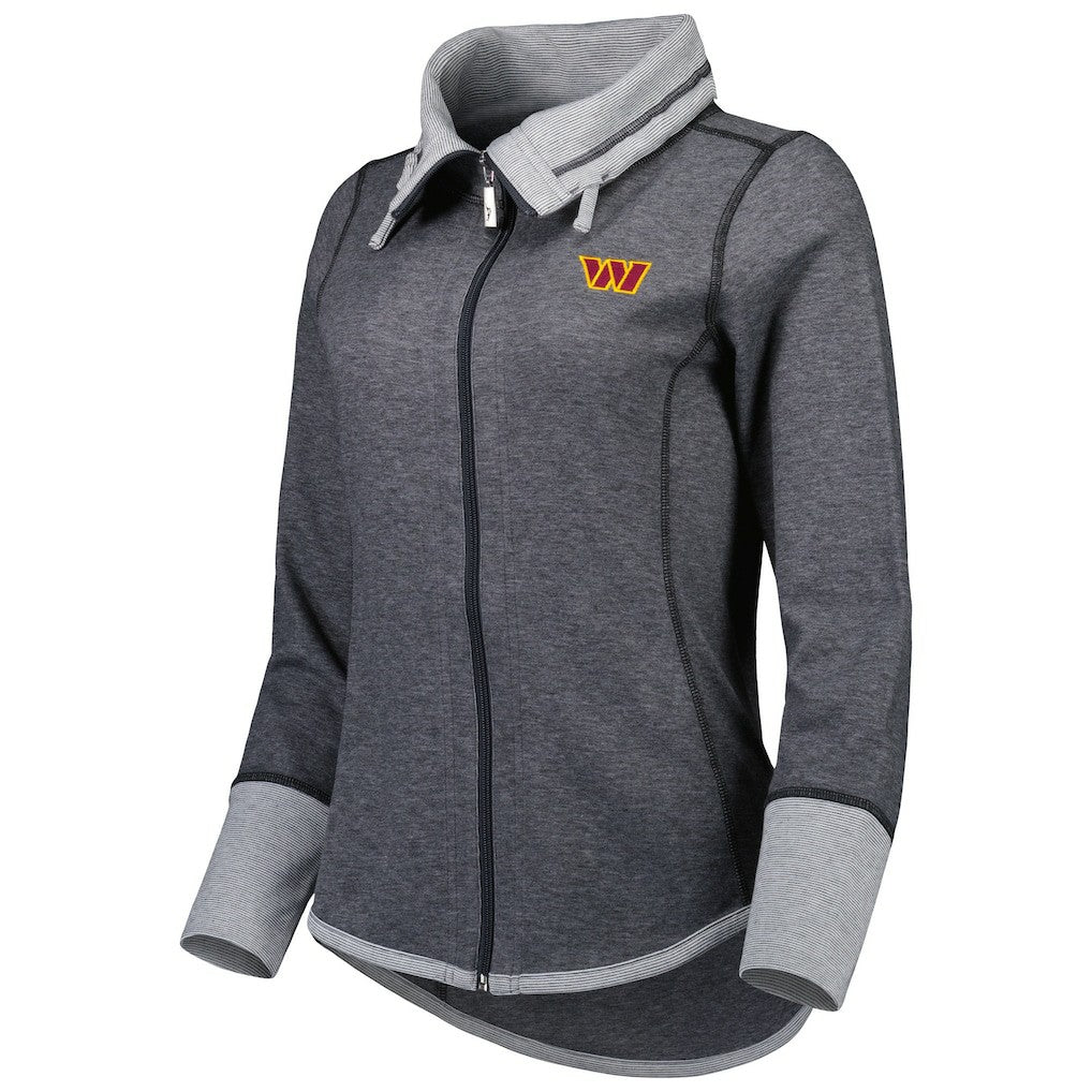 Washington Commanders Women's Sport Sun Fade Full-Zip Sweatshirt - Heathered Black - Tommy Bahama