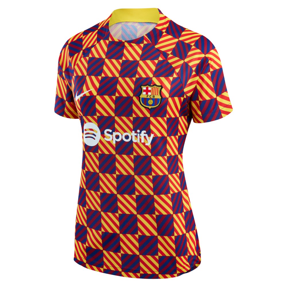 Nike - Barcelona Women's 2022/23 Pre-Match Raglan Performance Top - Yellow