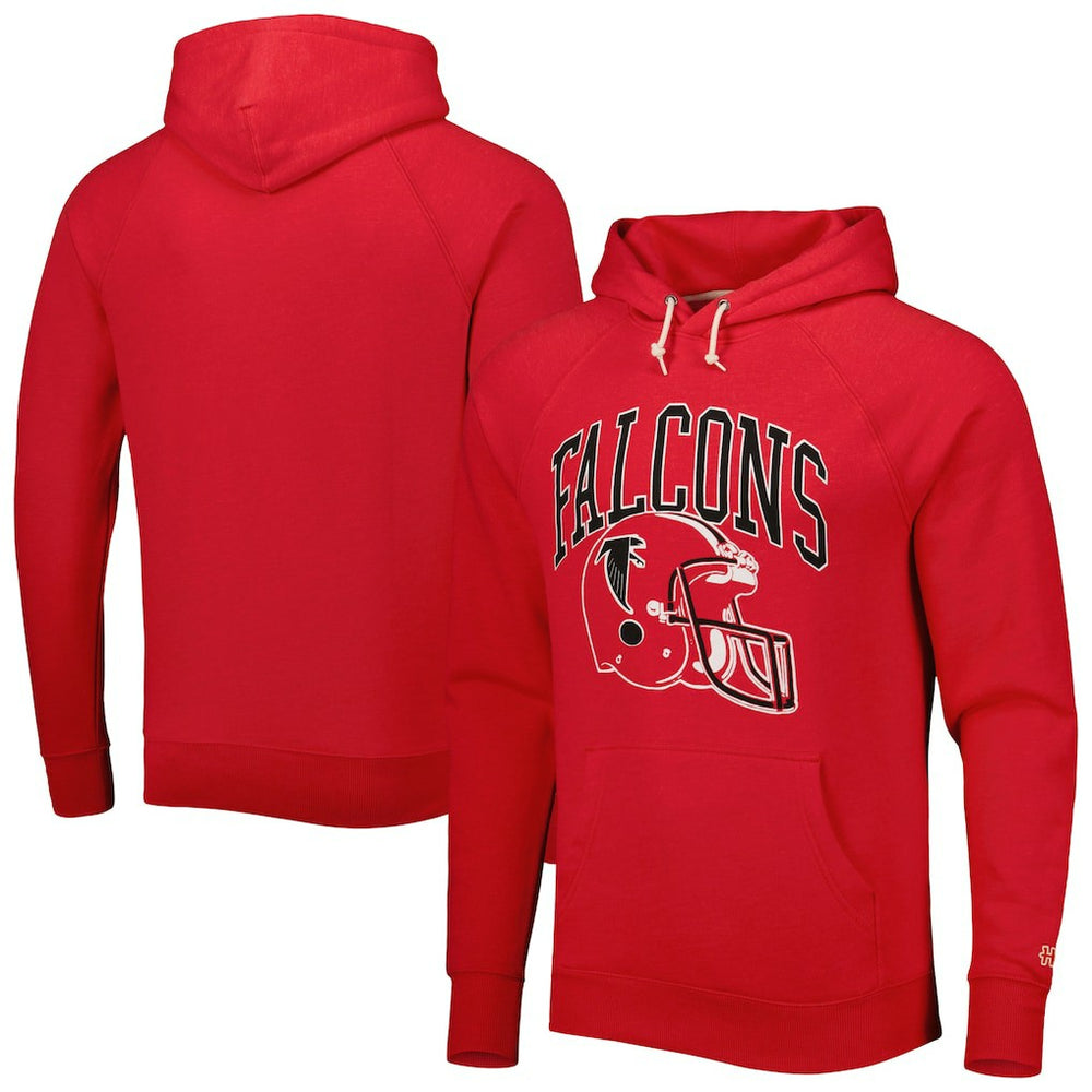 Atlanta Falcons Homage Retro Helmet Tri-Blend Raglan Pullover Hoodie - Red - NFL